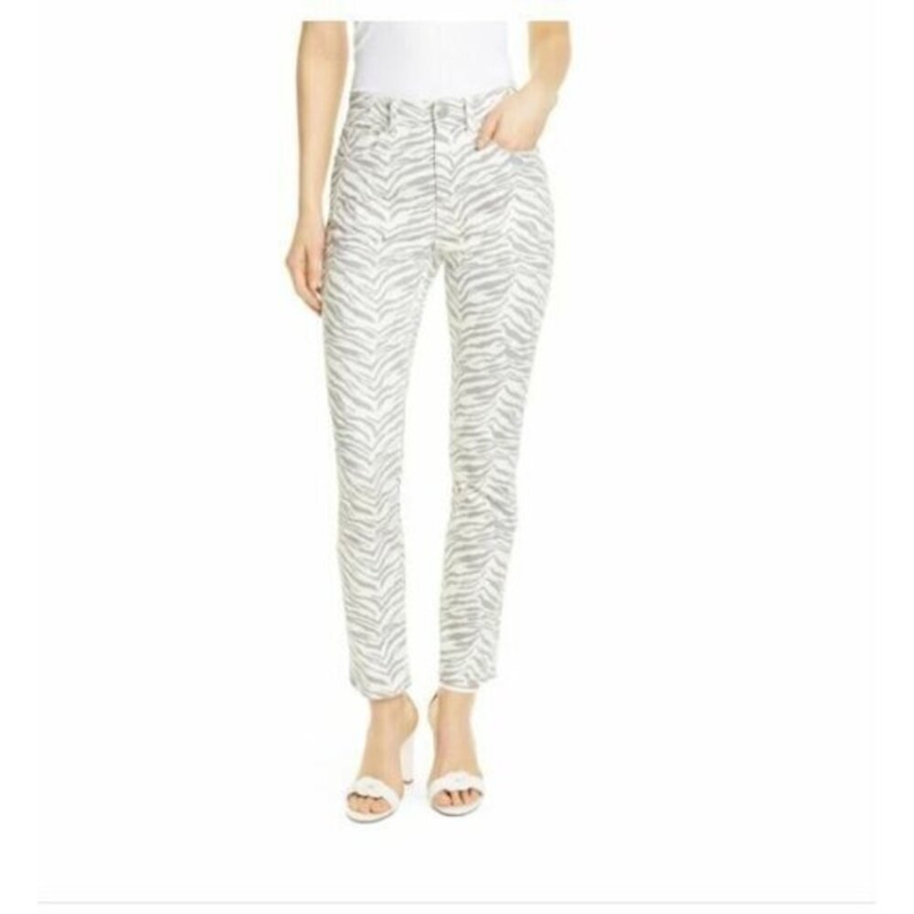 La Vie Rebecca Taylor Jeans Ziger INES High Waist Zebra Print Sz 26 New $295
